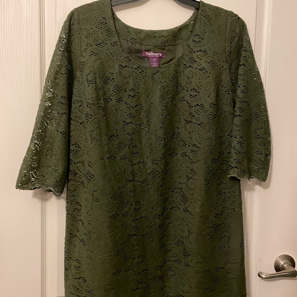 Olive green lace dress